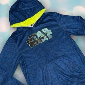 Star Wars Vibrant Blue and Neon Yellow Hoodie - Boys / Kids Size 6-7